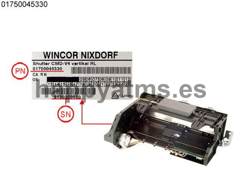 Wincor Nixdorf shutter CMD-V4 vertical RL PN: 01750045330, 1750045330