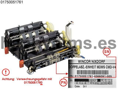 Wincor Nixdorf Double Extractor Unit MDMS CMD-V4 PN: 01750051761, 1750051761