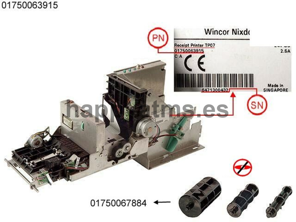 happyatms.es Wincor Nixdorf receipt printer TP07 PN: 1750063915