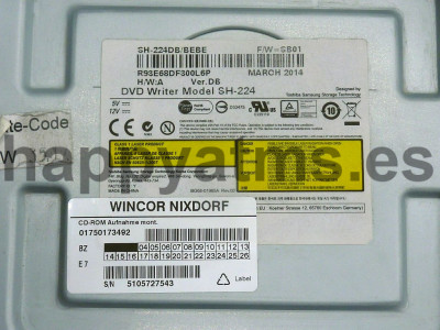 Wincor Nixdorf DVD Writer Toshiba Model SH-224 PN: 01750173492, 1750173492