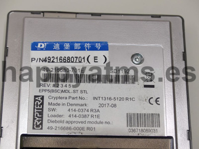 Diebold Diebold EPP V5 Keyboard ATM Parts Keypad PN: 49-216680-701E , 49216680701E