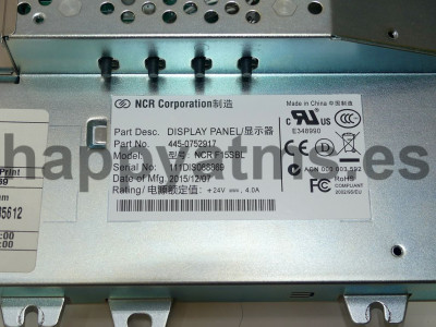 NCR LCD MONITOR PN: 445-0752917, 4450752917