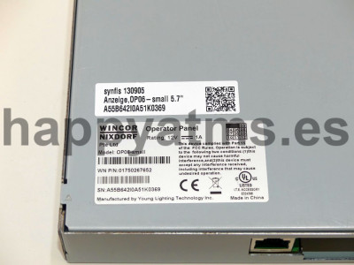 Wincor Nixdorf Operator Panel PN: 01750267652, 1750267652